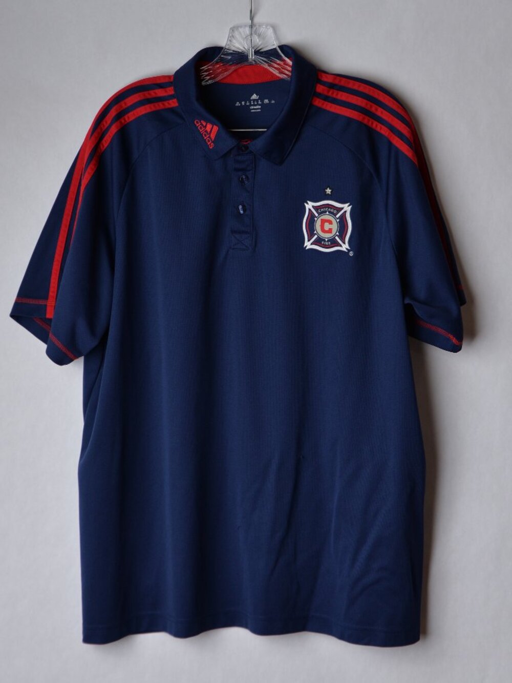 Chicago Fire MLS Adidas Climalite Navy Short Sleeve Polo Shirt Mens XL